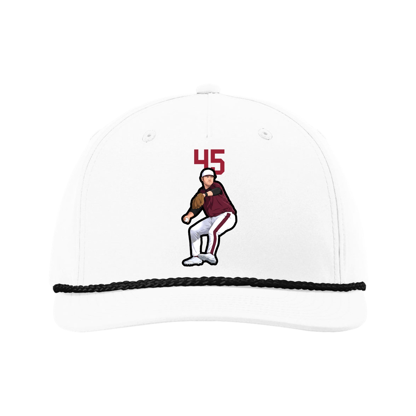 Five-Panel Classic Rope Cap — Number Top in White