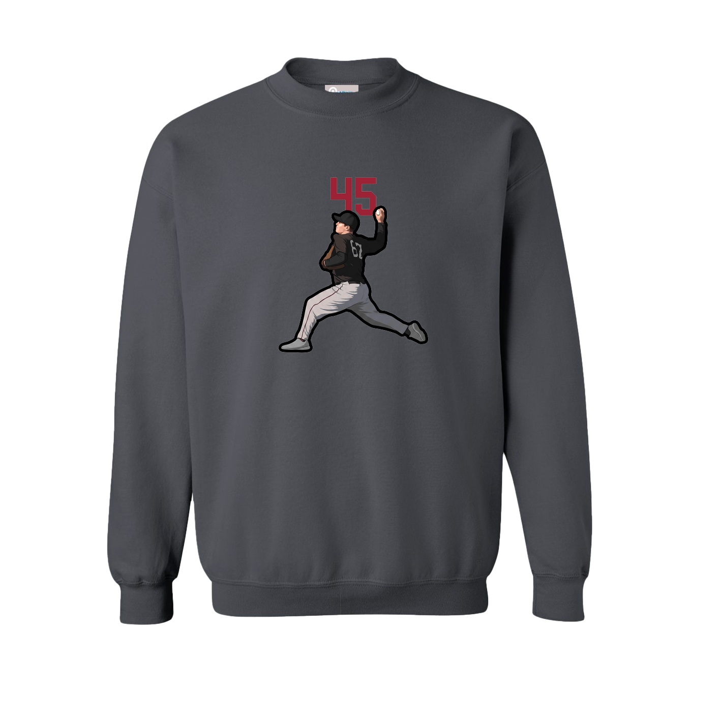 Fleece Crew — Number Top in Grey
