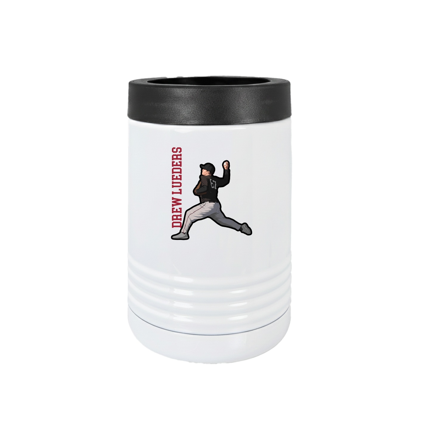 Beverage Holder — Name Vertical in White