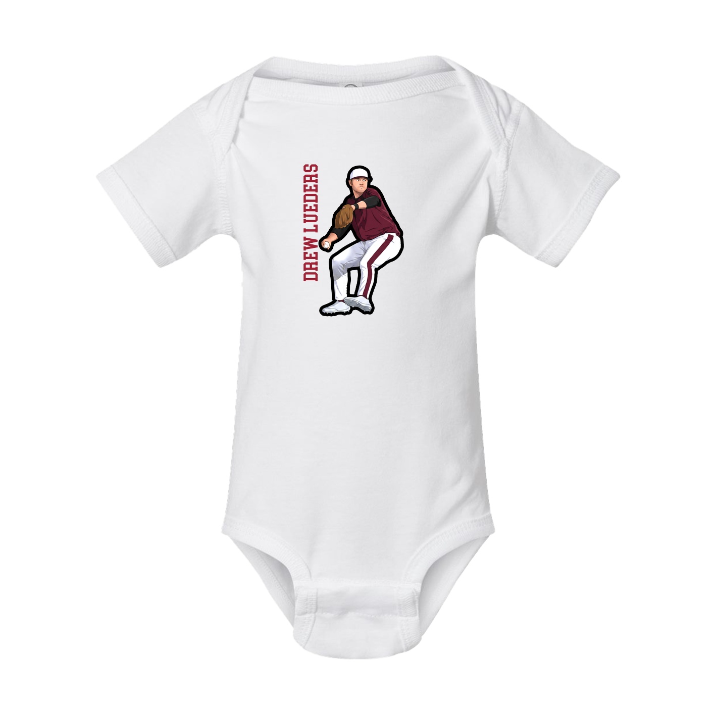 Baby Onesie — Name Vertical in White