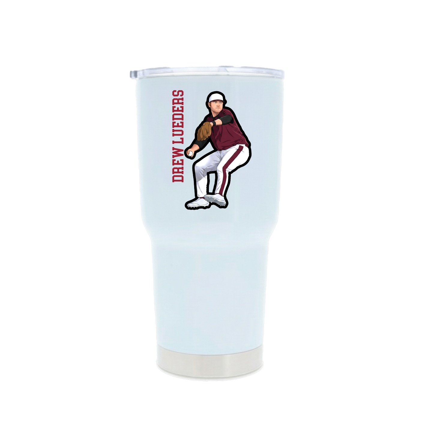 30oz Stainless Steel Tumbler — Name Vertical in White