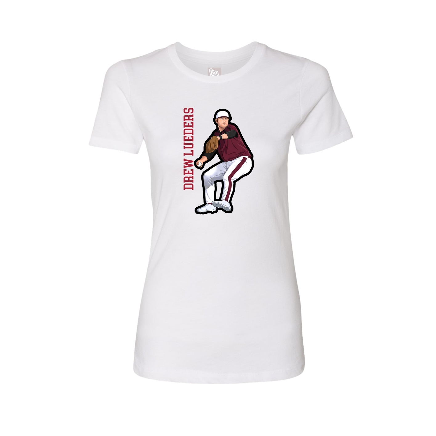 Fitted Women's Tee — Name Vertical in White