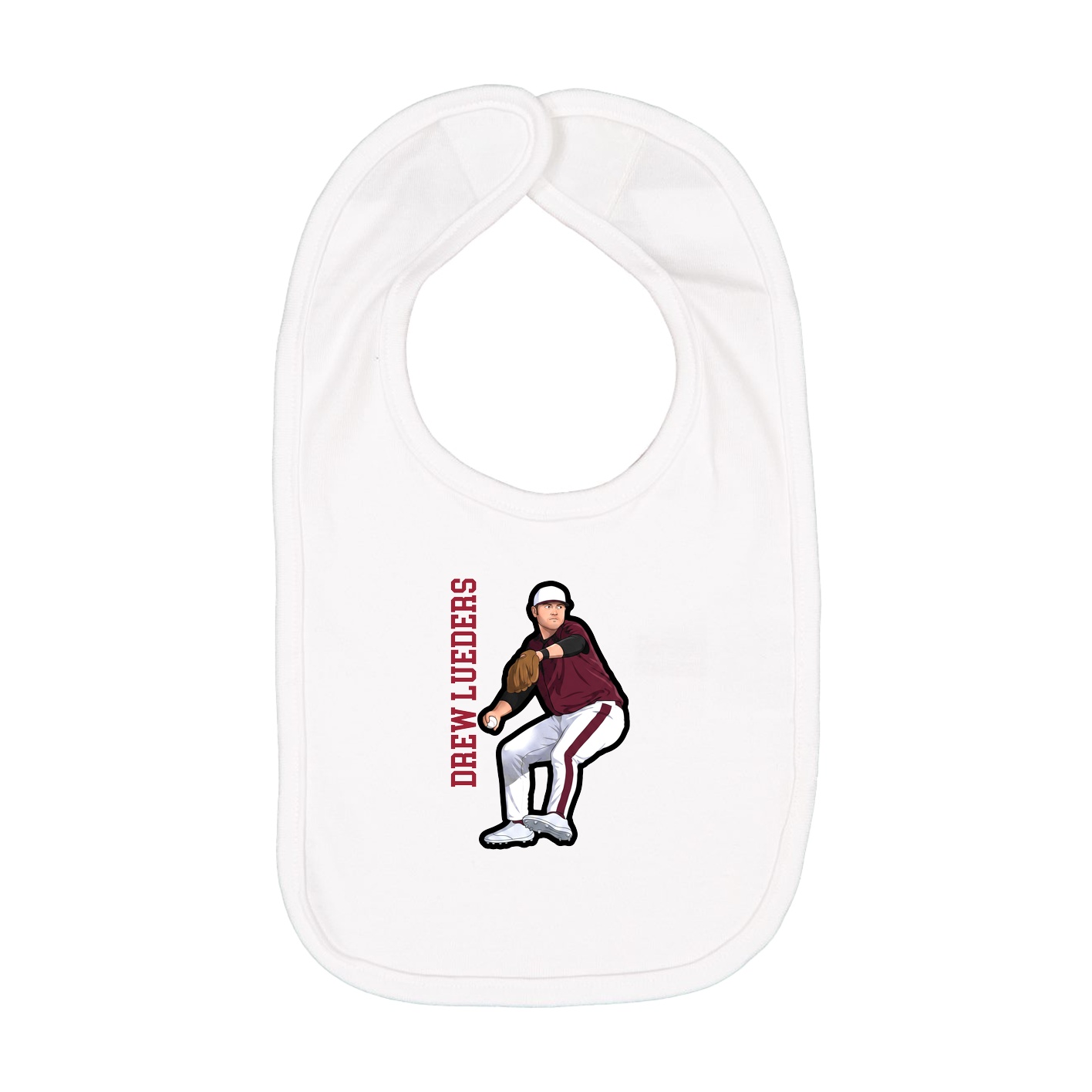 Infant Bib — Name Vertical in White