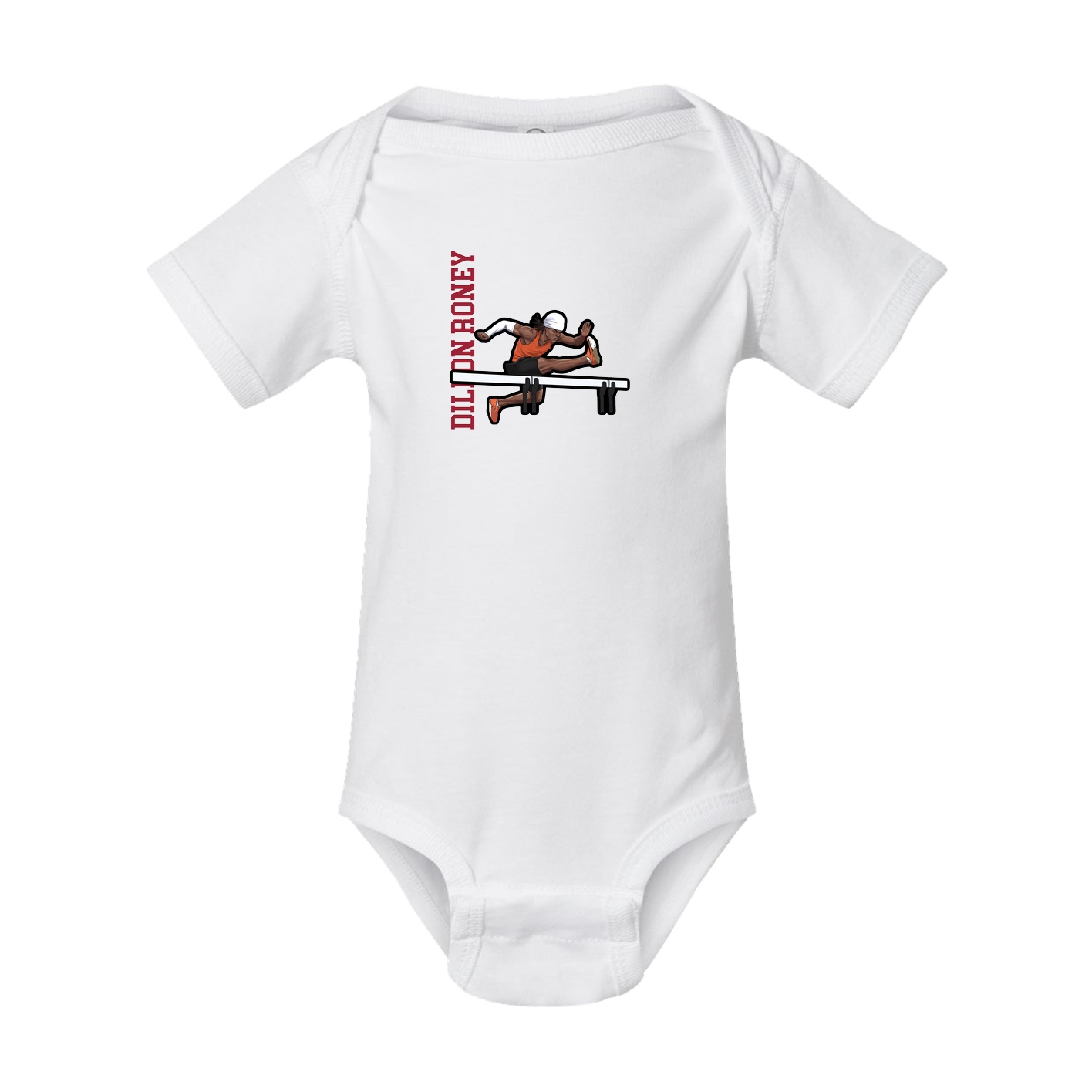 Baby Onesie — Name Vertical in White