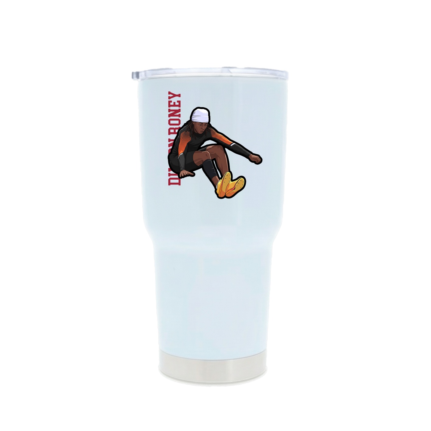 30oz Stainless Steel Tumbler — Name Vertical in White