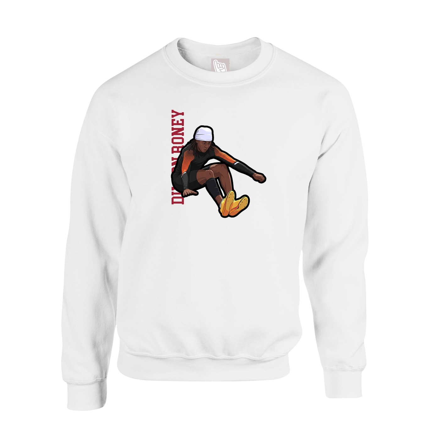 Fleece Crew — Name Vertical in White