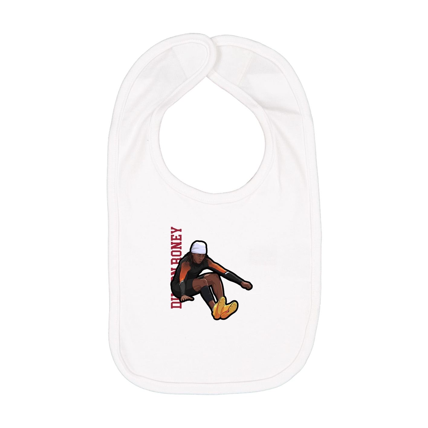 Infant Bib — Name Vertical in White