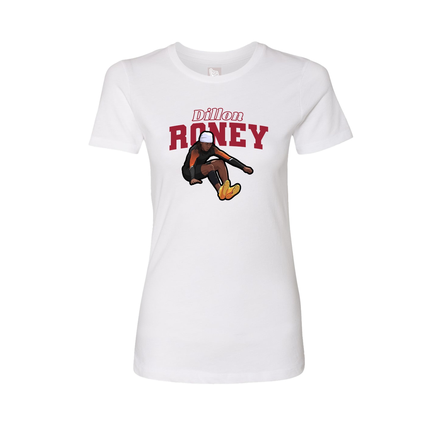 Fitted Women's Tee — Name Arch in White