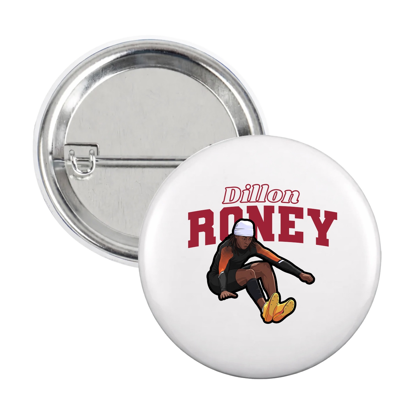 Game Day Button — Name Arch in White