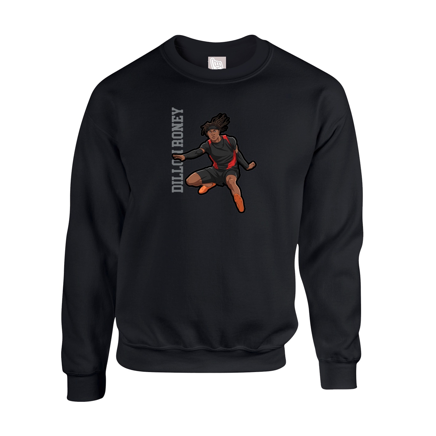 Fleece Crew — Name Vertical in Black