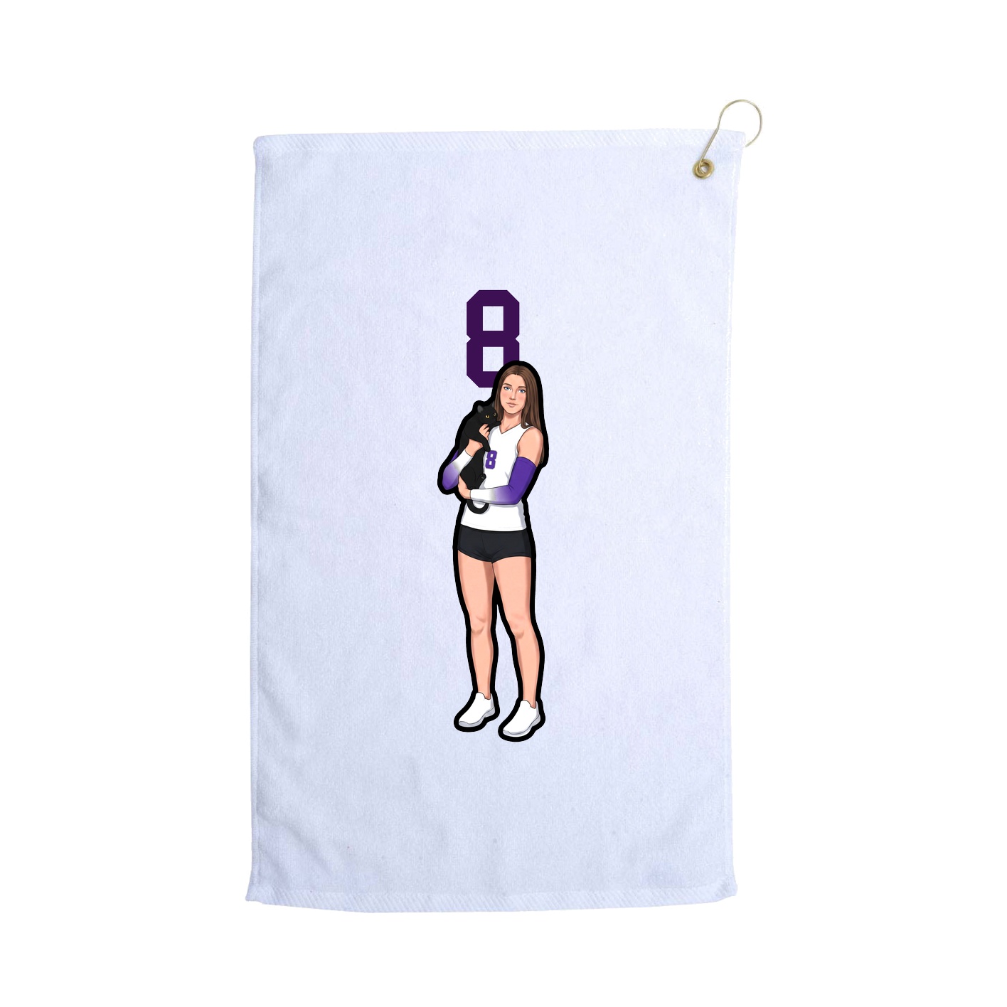 Golf Towel — Number Top in White