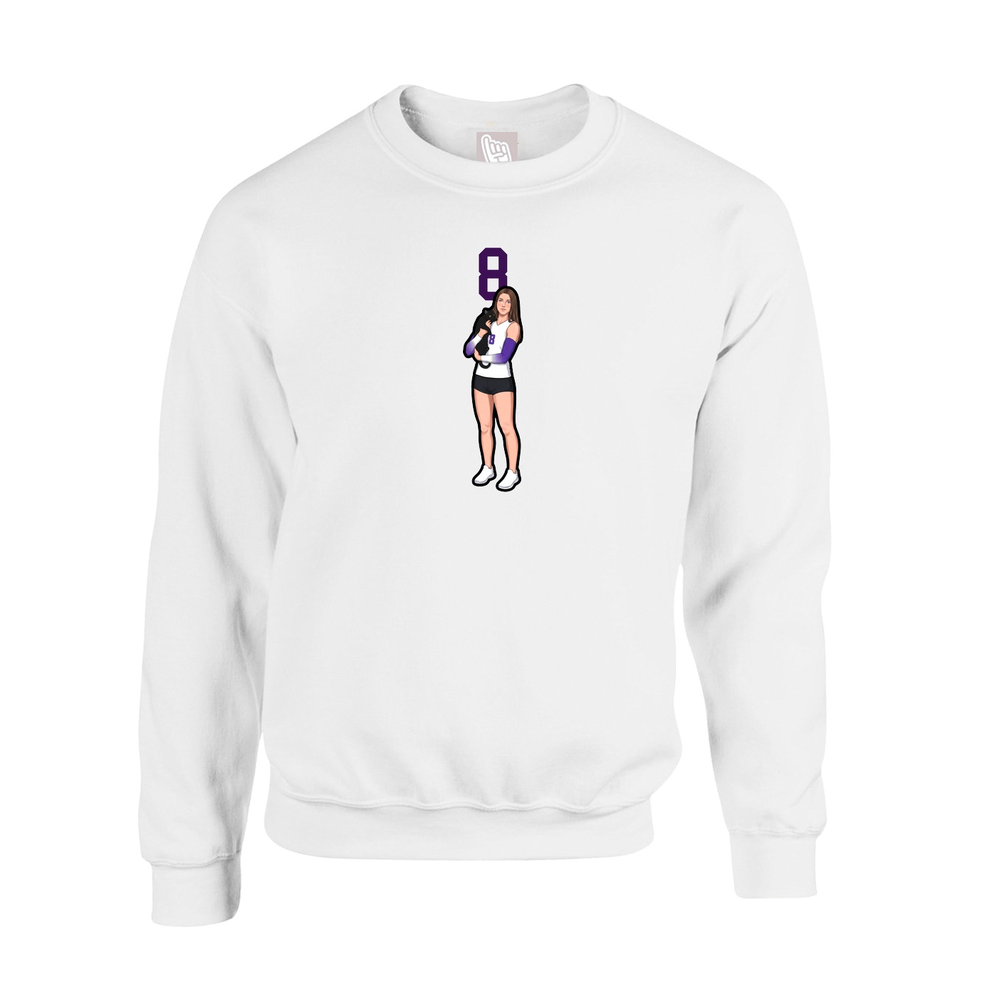Fleece Crew — Number Top in White
