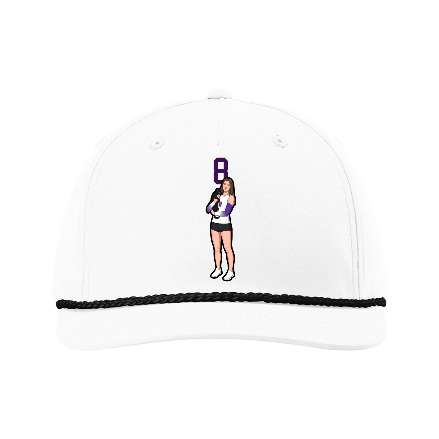 Five-Panel Classic Rope Cap — Number Top in White