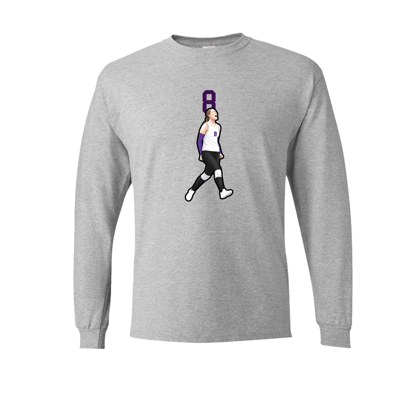 Long Sleeve Tee — Number Top in Grey