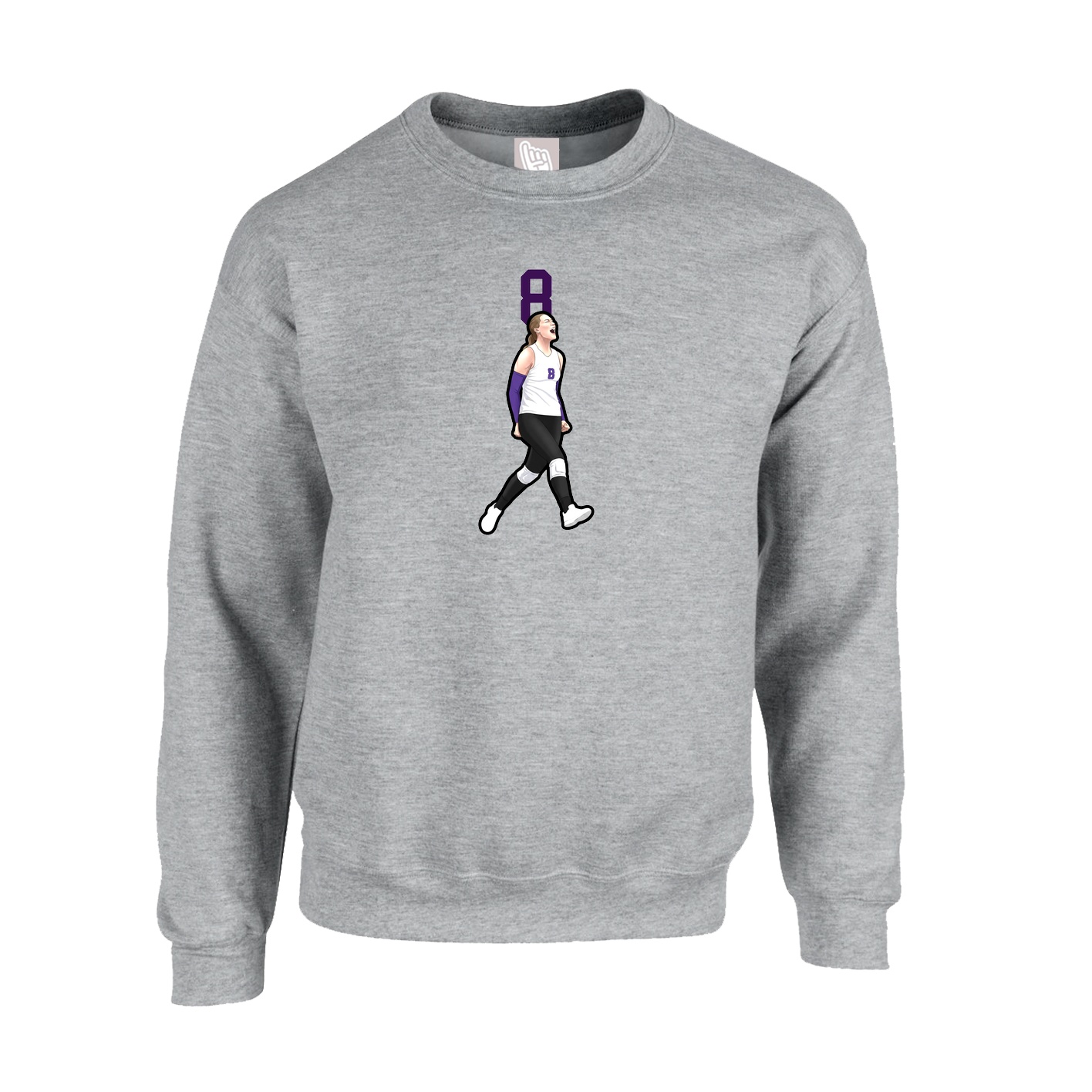 Fleece Crew — Number Top in Grey