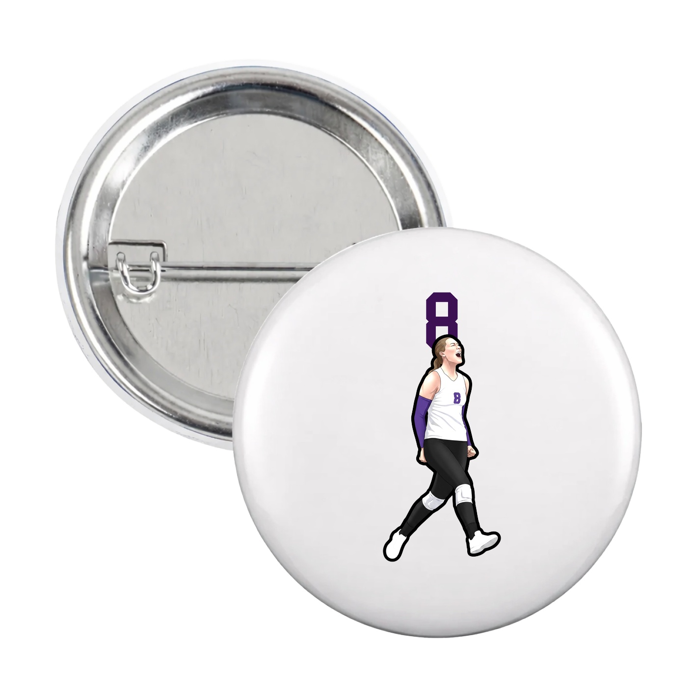 Game Day Button — Number Top in White