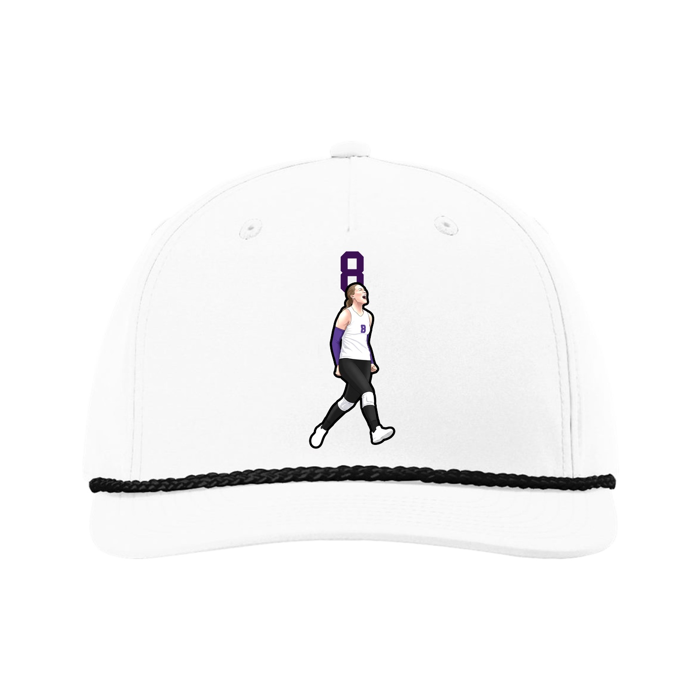 Five-Panel Classic Rope Cap — Number Top in White