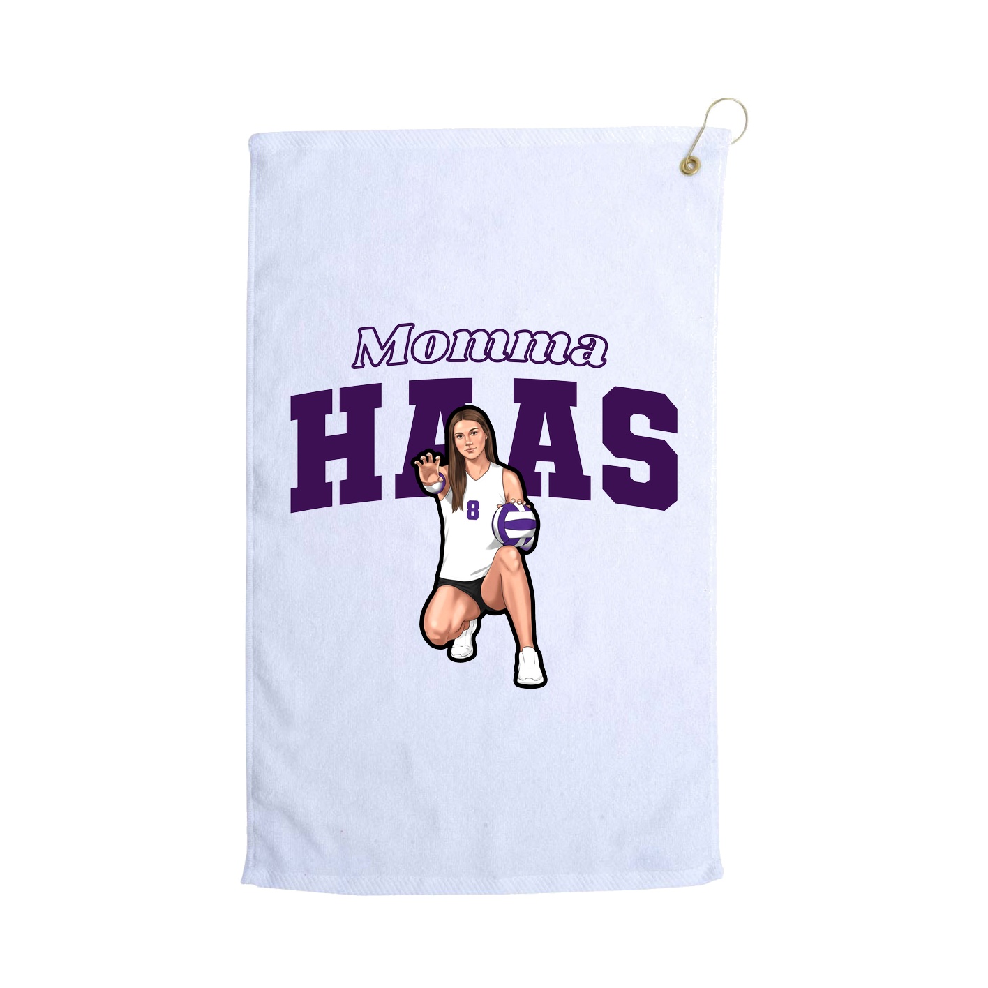 Golf Towel — Mothers Day Block in White