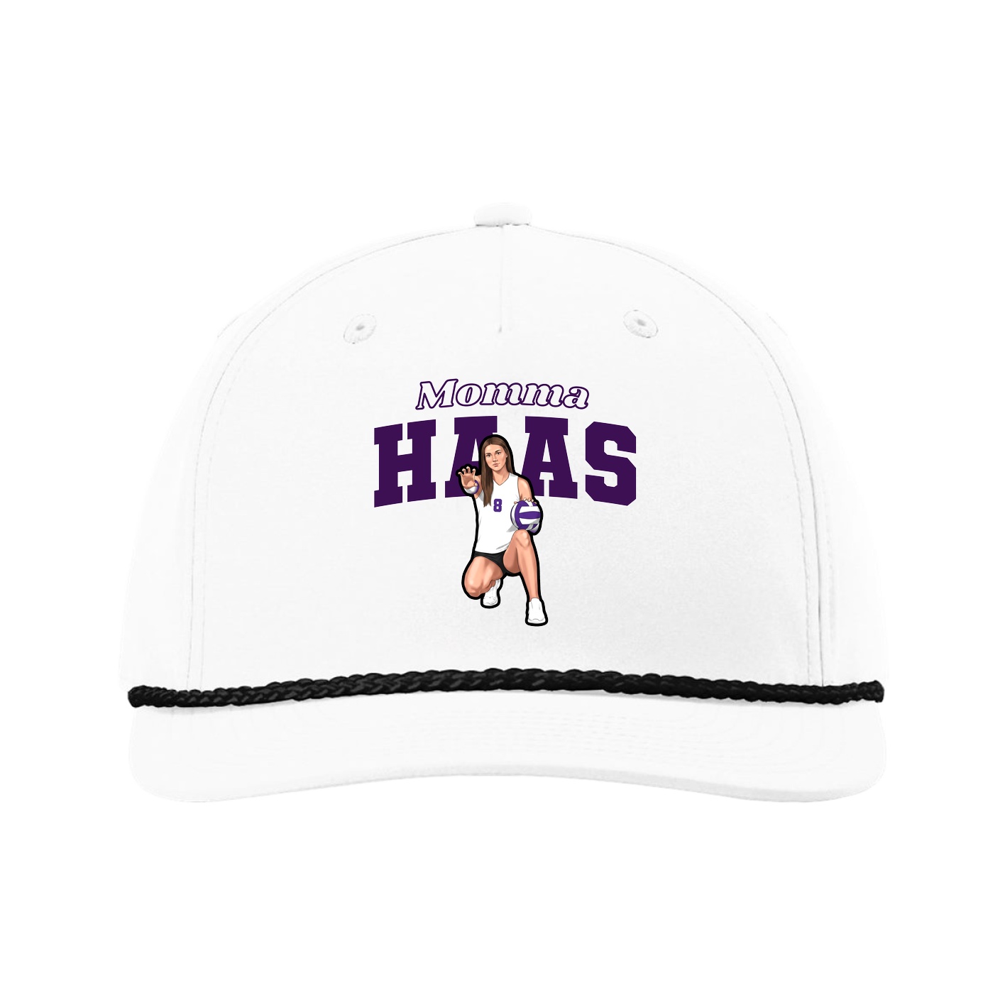 Five-Panel Classic Rope Cap — Mothers Day Block in White