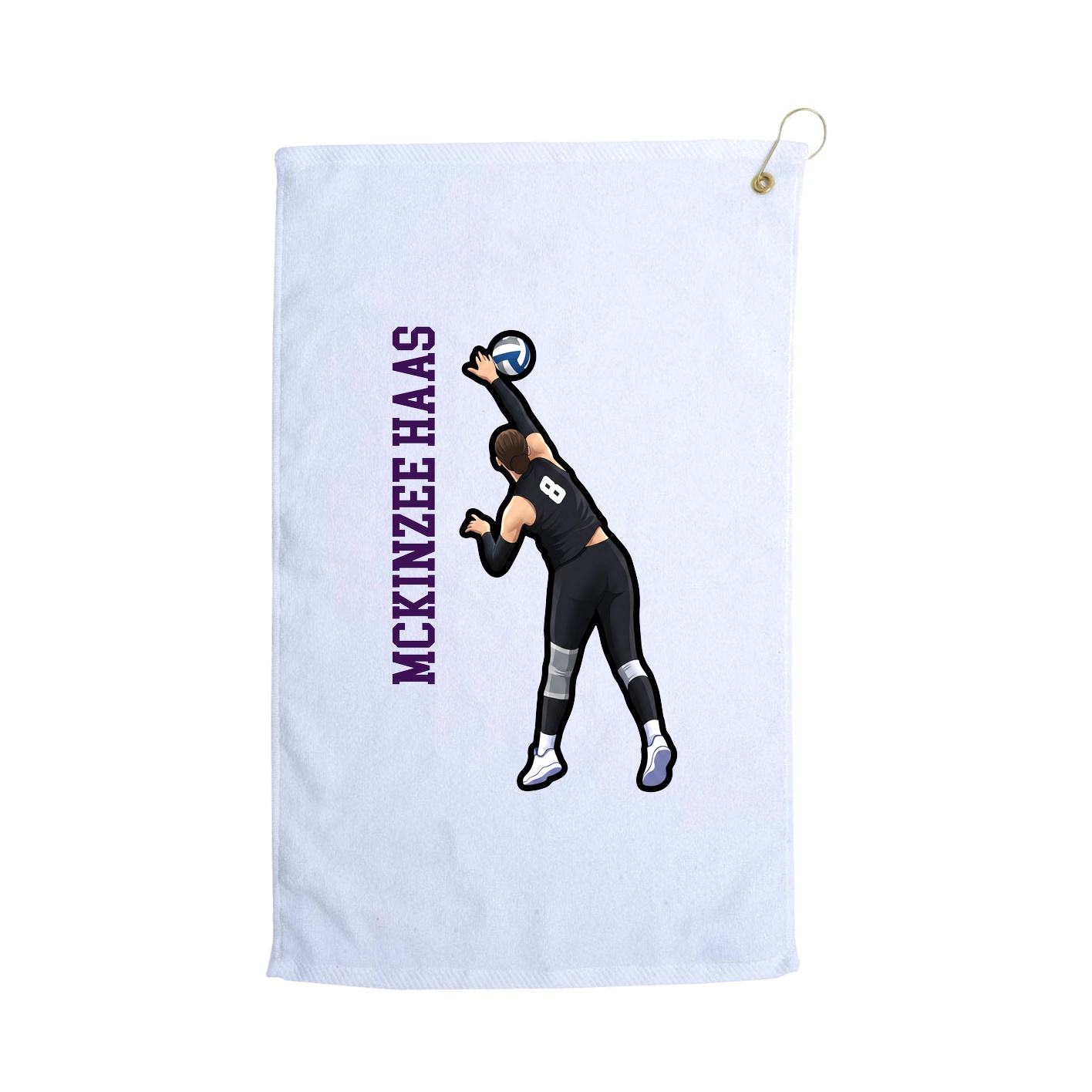 Golf Towel — Name Vertical in White