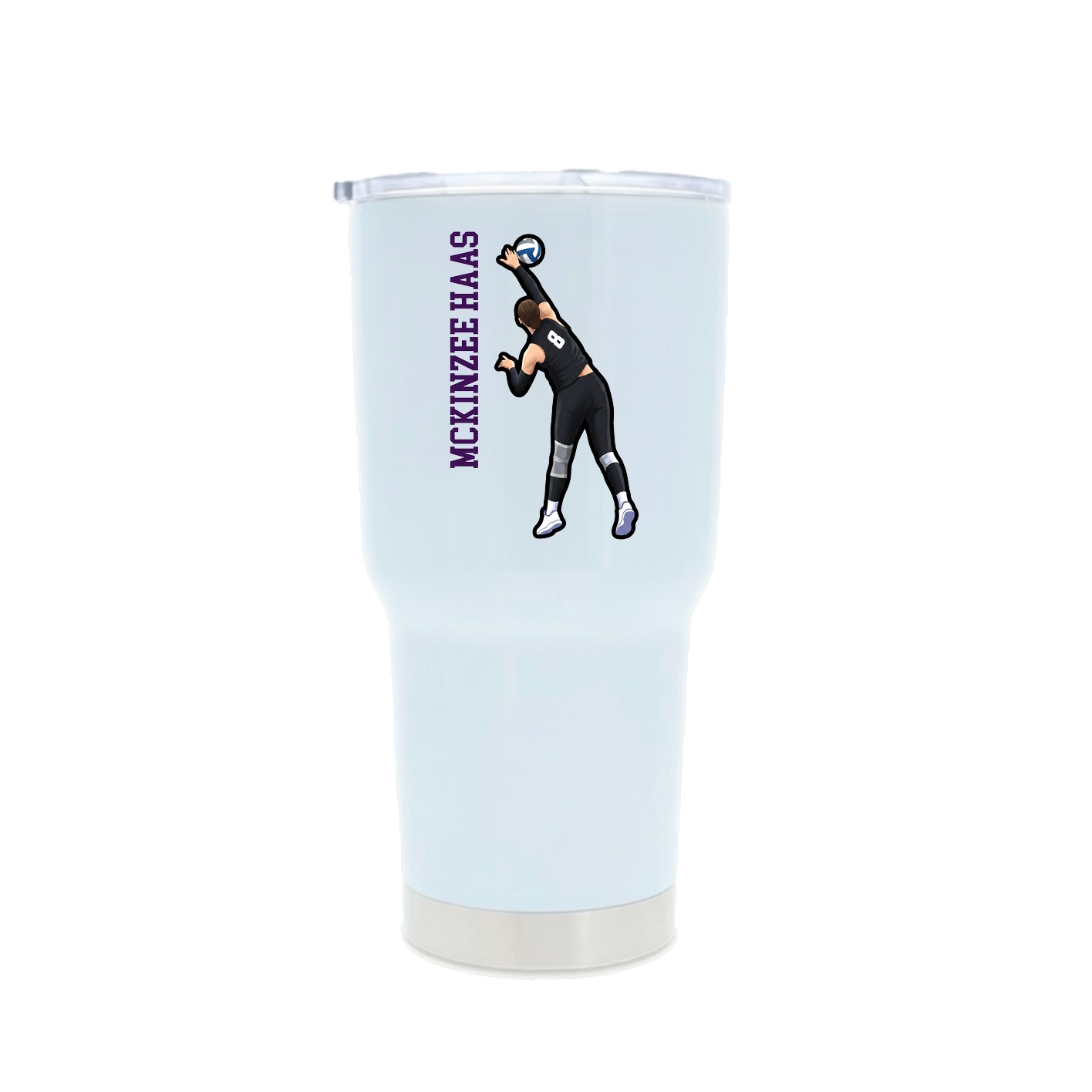 30oz Stainless Steel Tumbler — Name Vertical in White