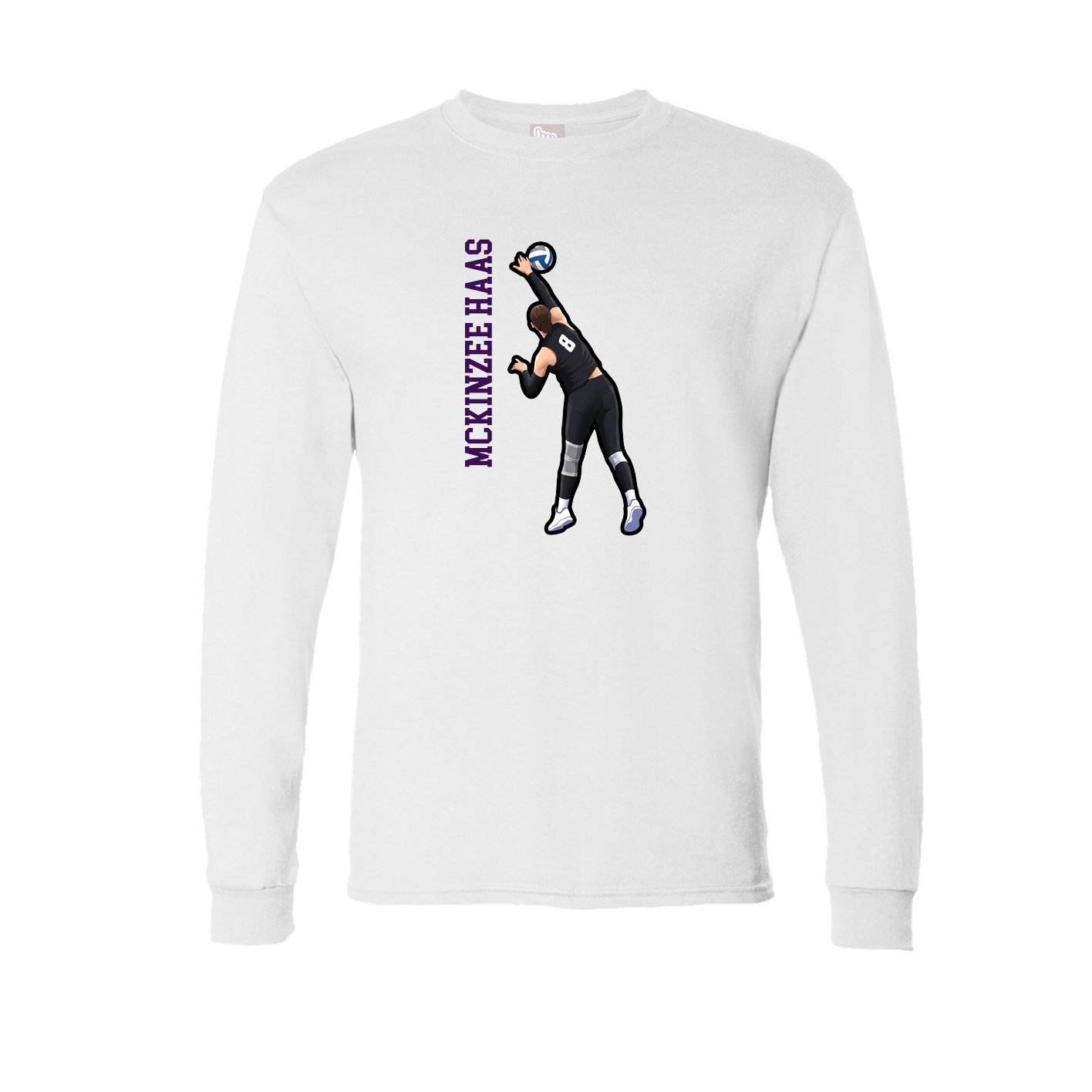 Long Sleeve Tee — Name Vertical in White