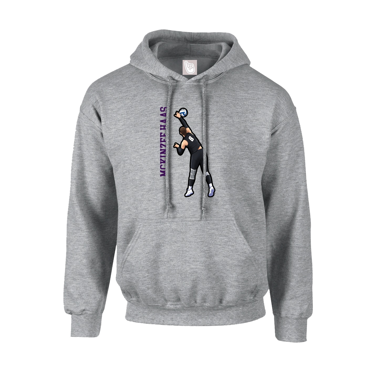 Youth Hoodie — Name Vertical in Grey
