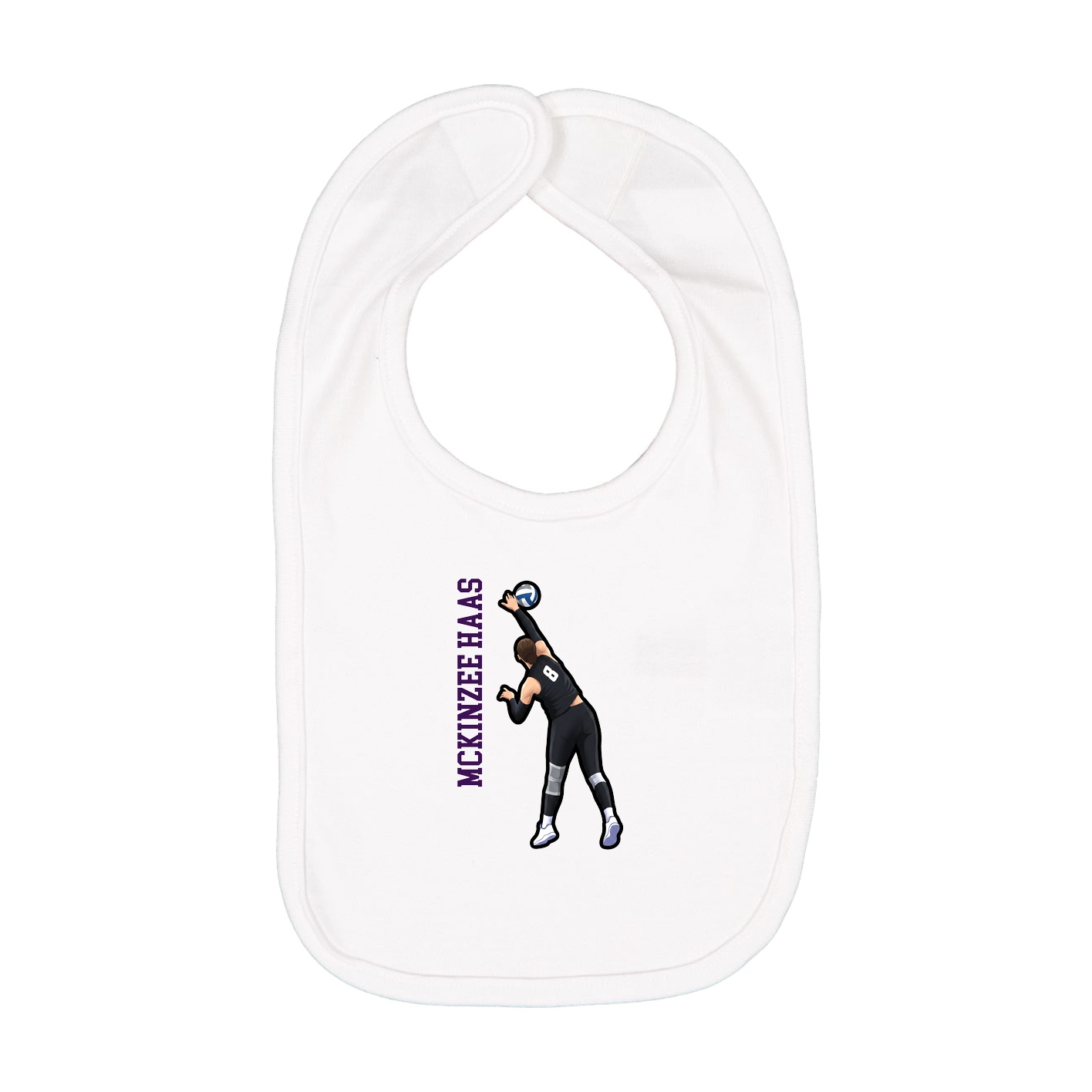 Infant Bib — Name Vertical in White