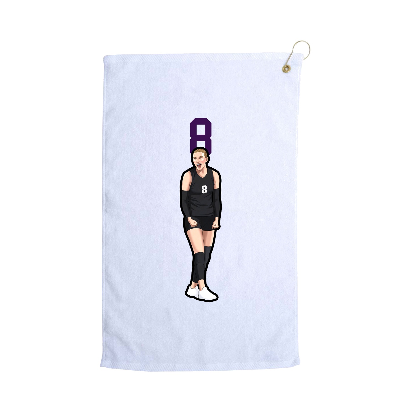 Golf Towel — Number Top in White