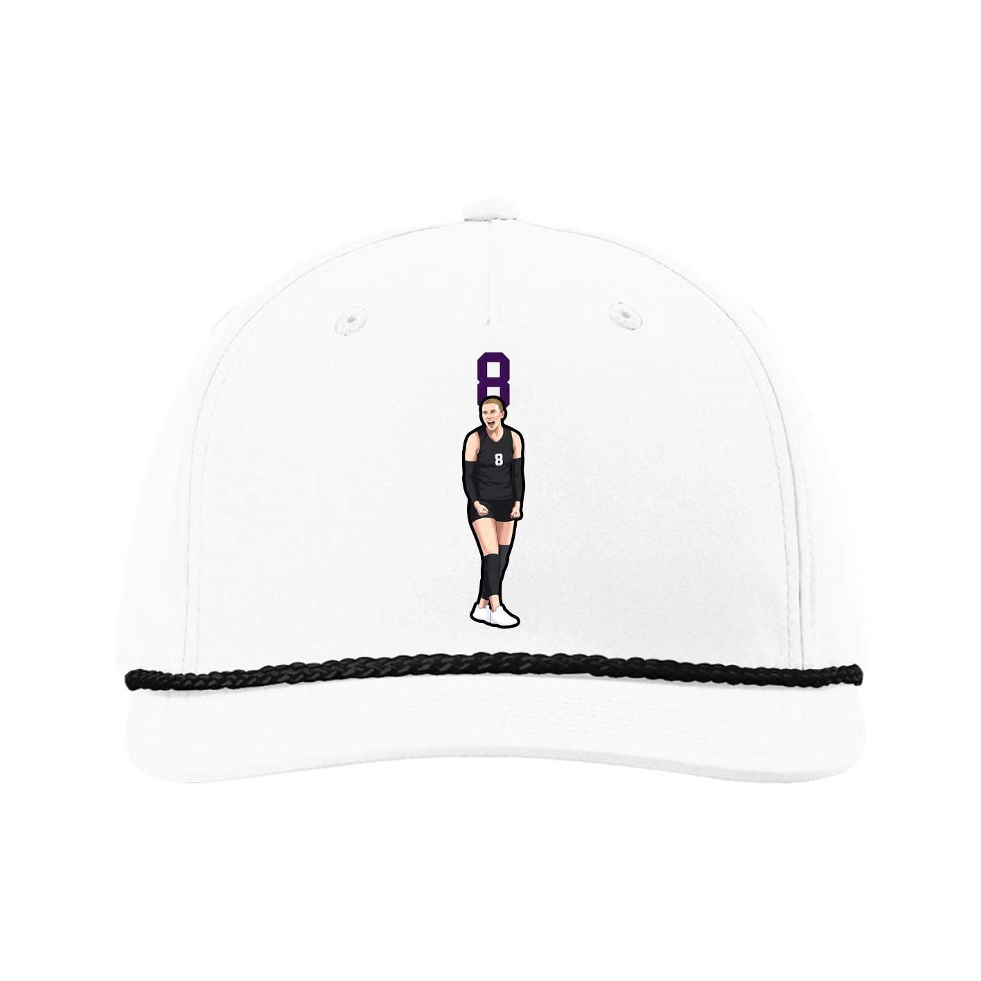 Five-Panel Classic Rope Cap — Number Top in White