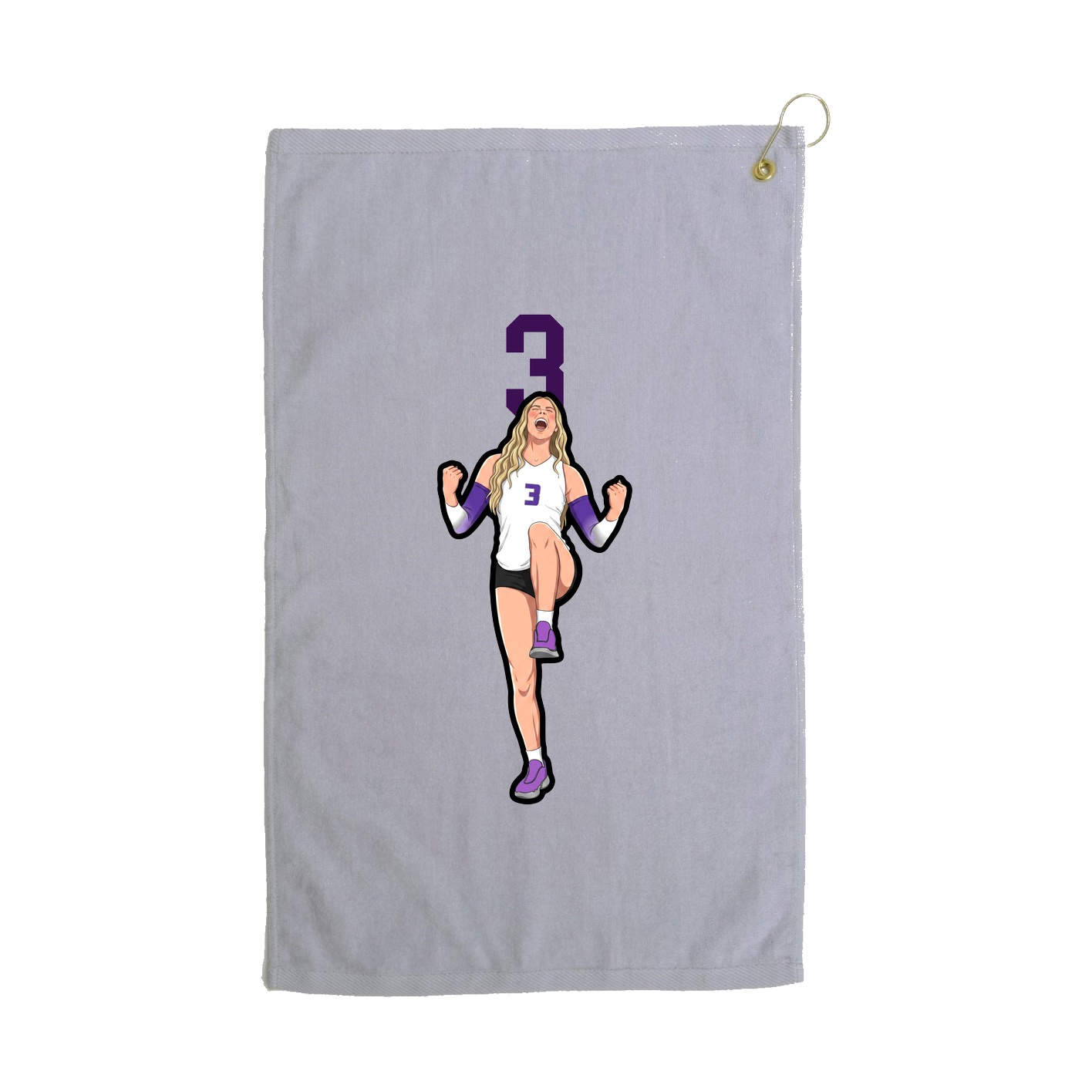 Golf Towel — Number Top in Grey