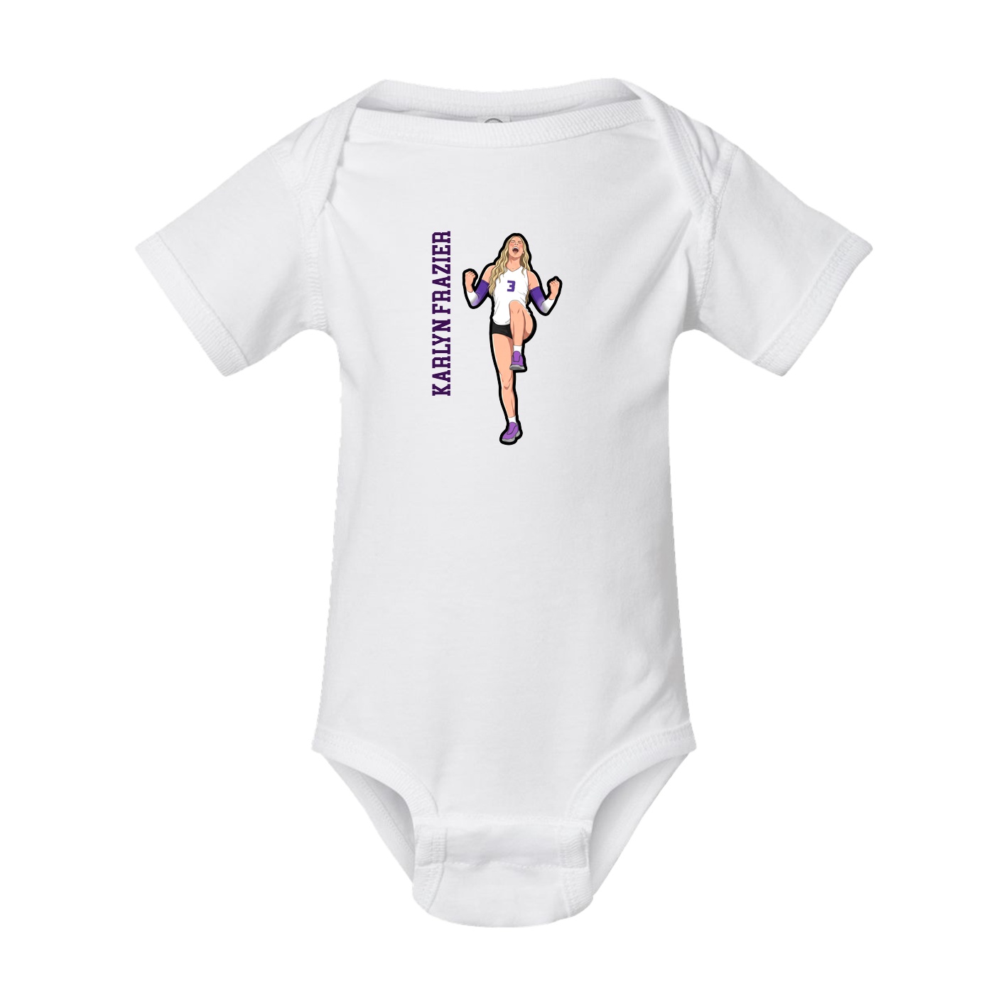 Baby Onesie — Name Vertical in White