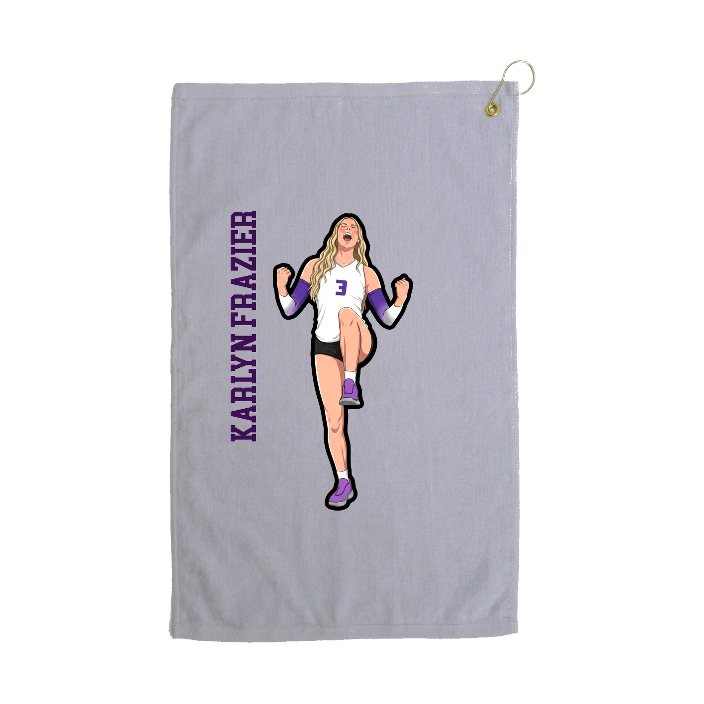 Golf Towel — Name Vertical in Grey