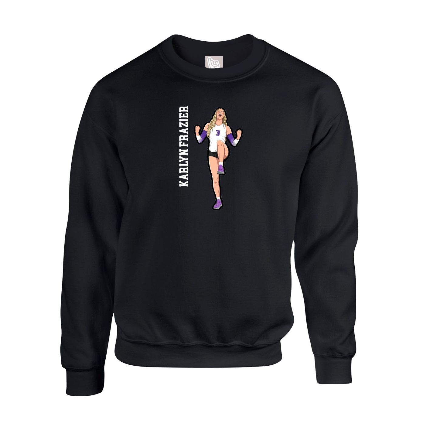 Fleece Crew — Name Vertical in Black