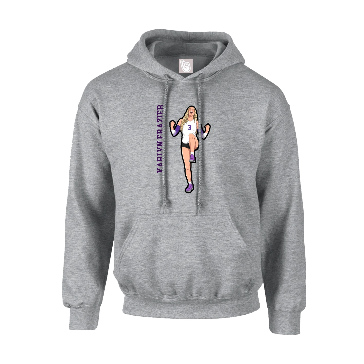 Youth Hoodie — Name Vertical in Grey