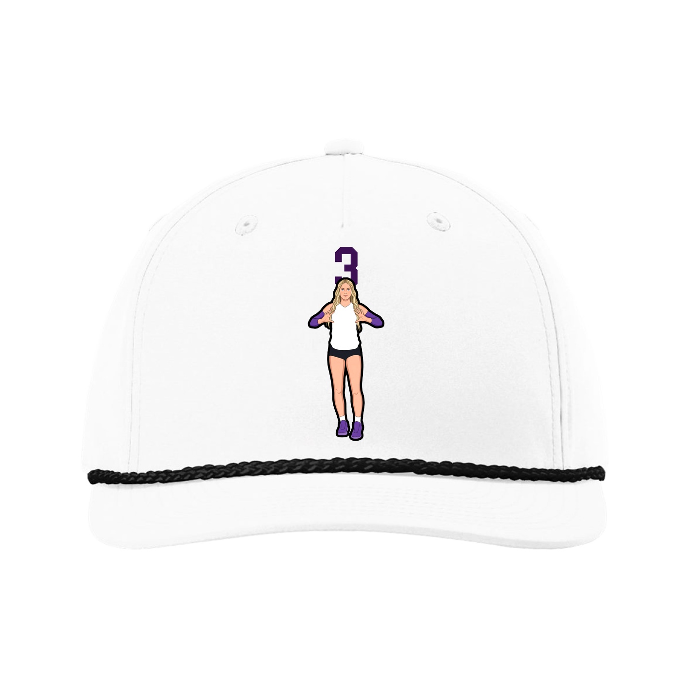 Five-Panel Classic Rope Cap — Number Top in White