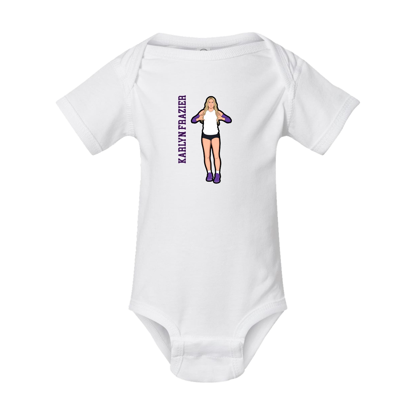 Baby Onesie — Name Vertical in White