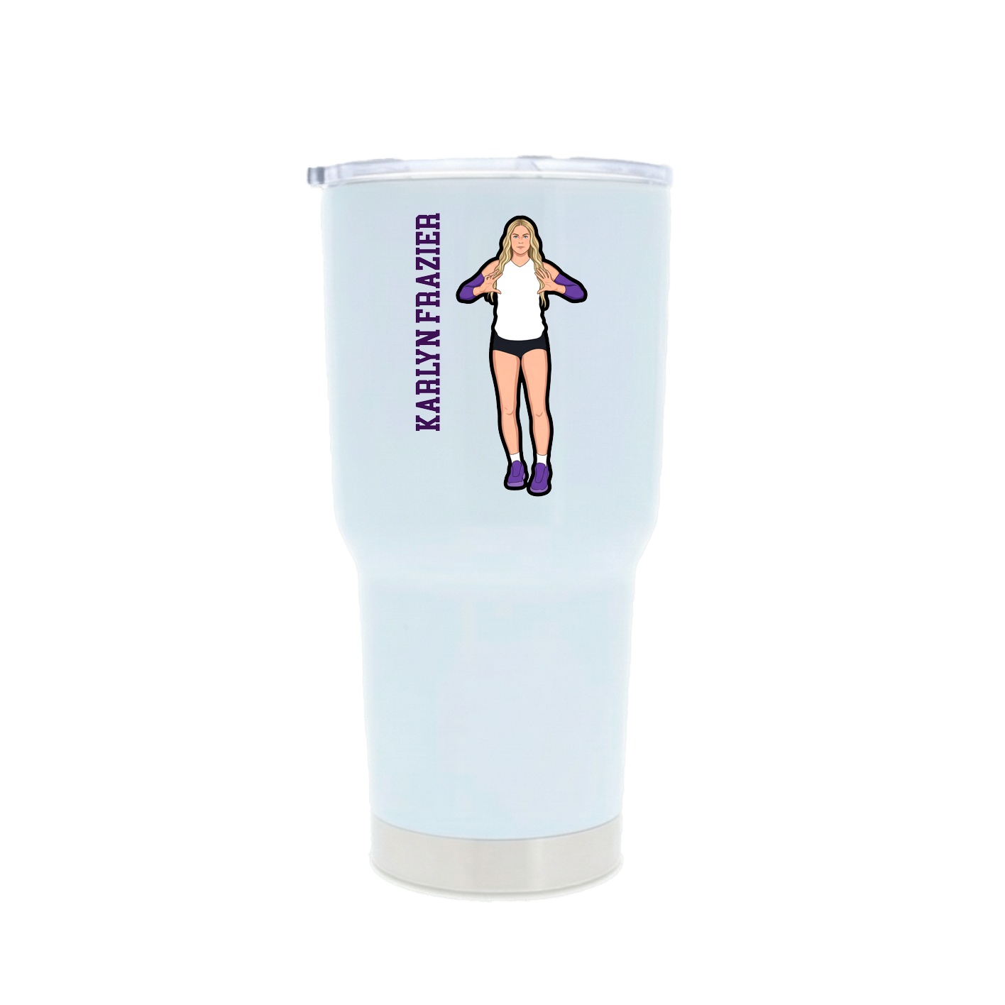 30oz Stainless Steel Tumbler — Name Vertical in White