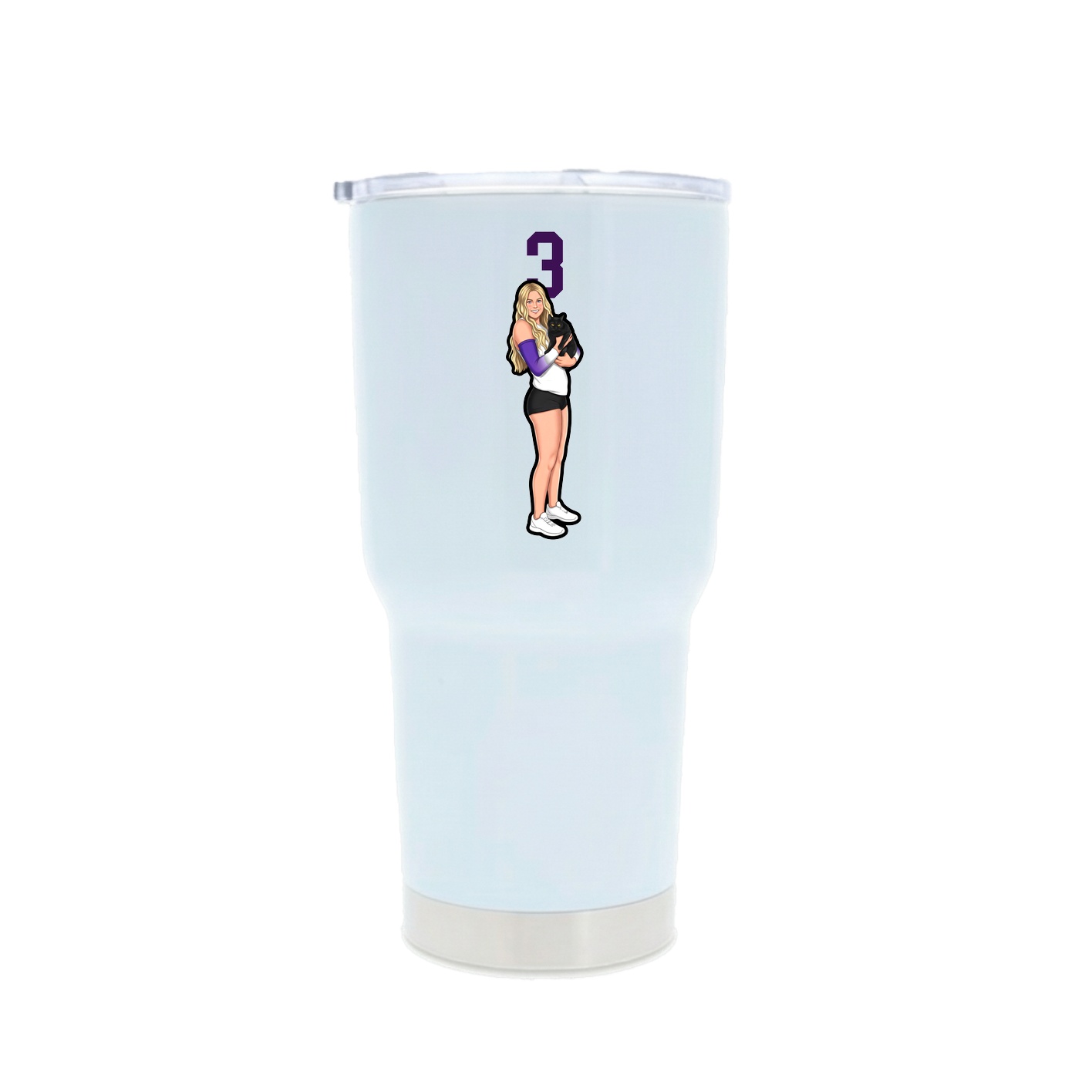 30oz Stainless Steel Tumbler — Number Top in White