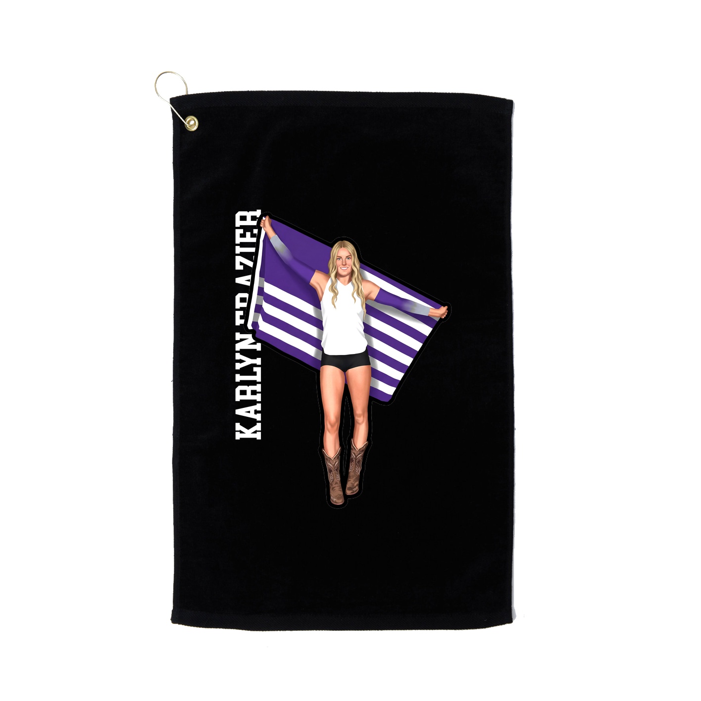 Golf Towel — Name Vertical in Black