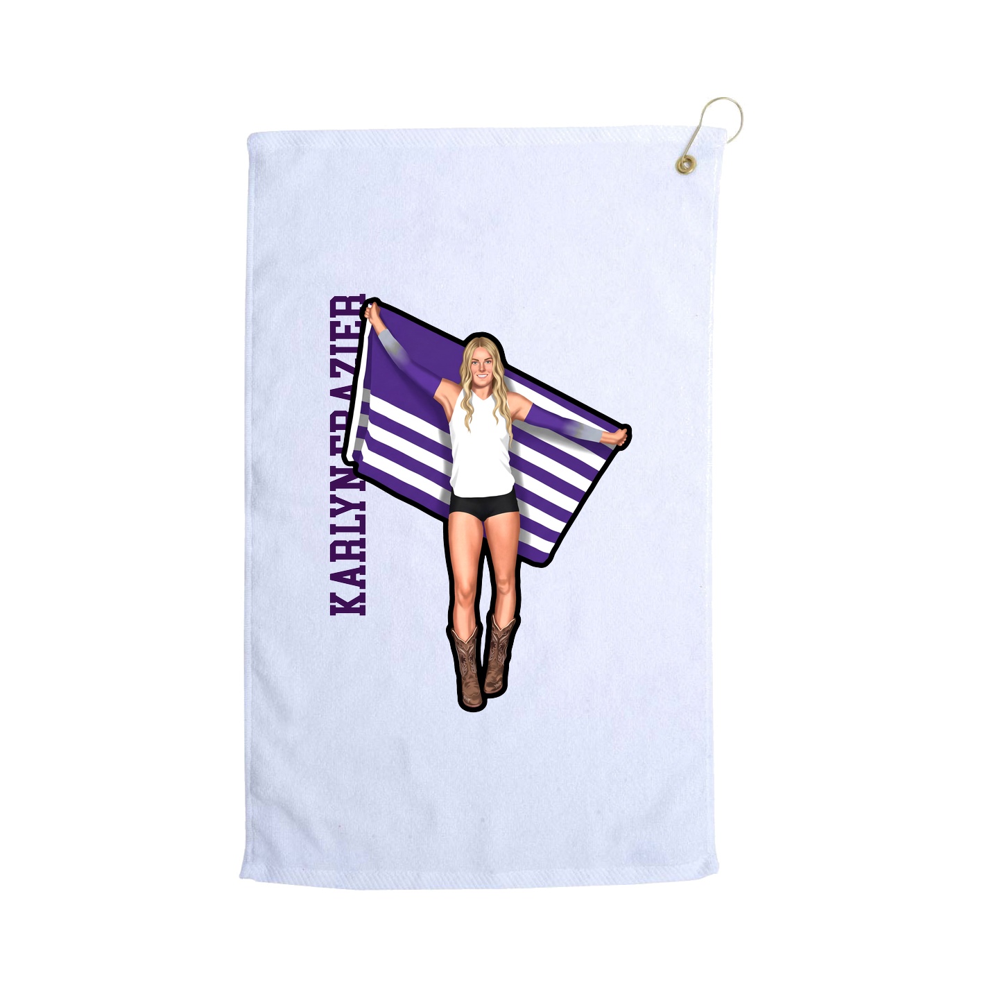 Golf Towel — Name Vertical in White