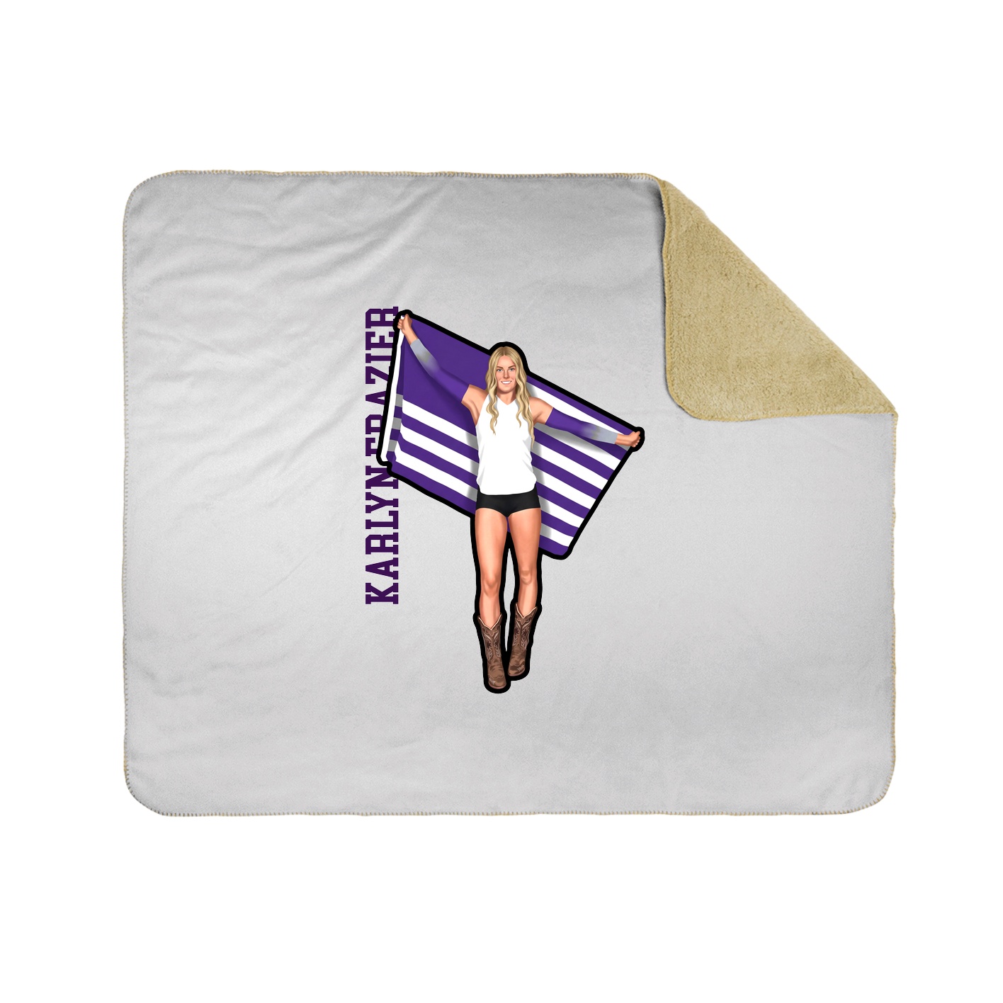 Throw Blanket — Name Vertical in White