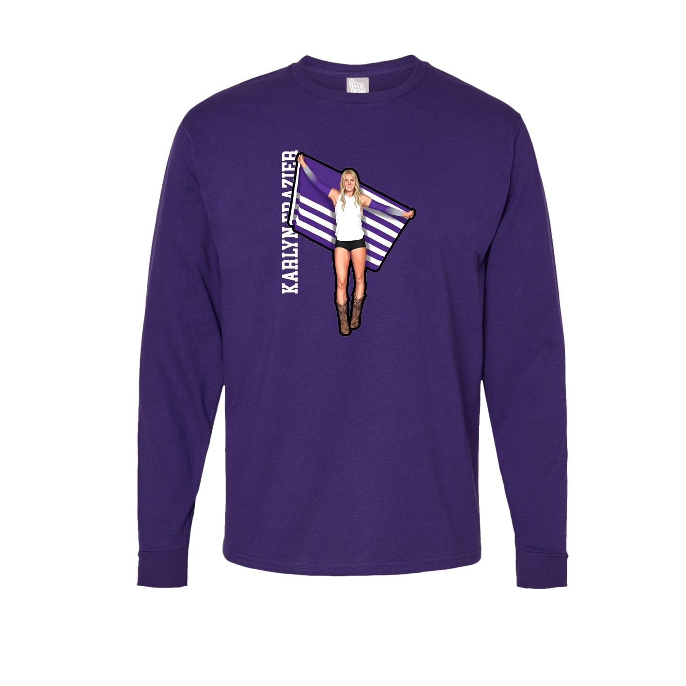 Long Sleeve Tee — Name Vertical in Purple