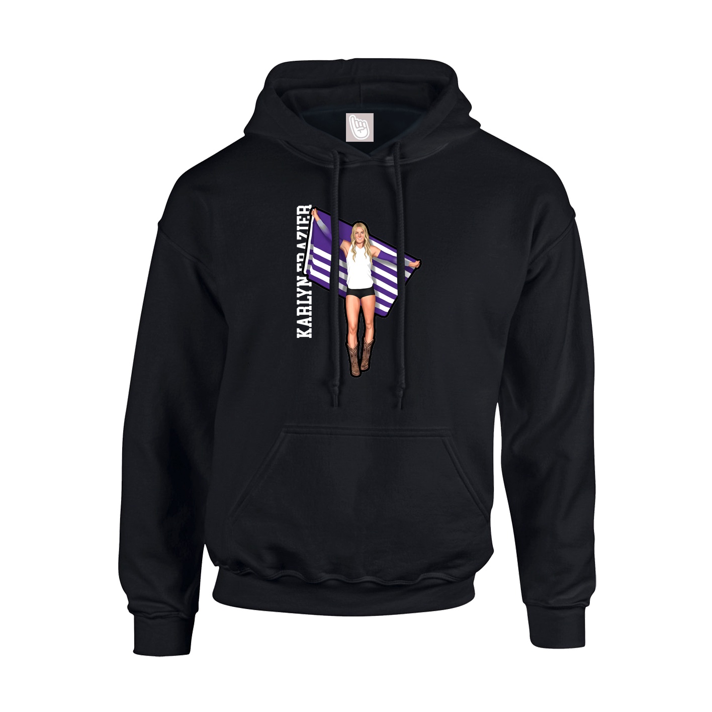 Youth Hoodie — Name Vertical in Black