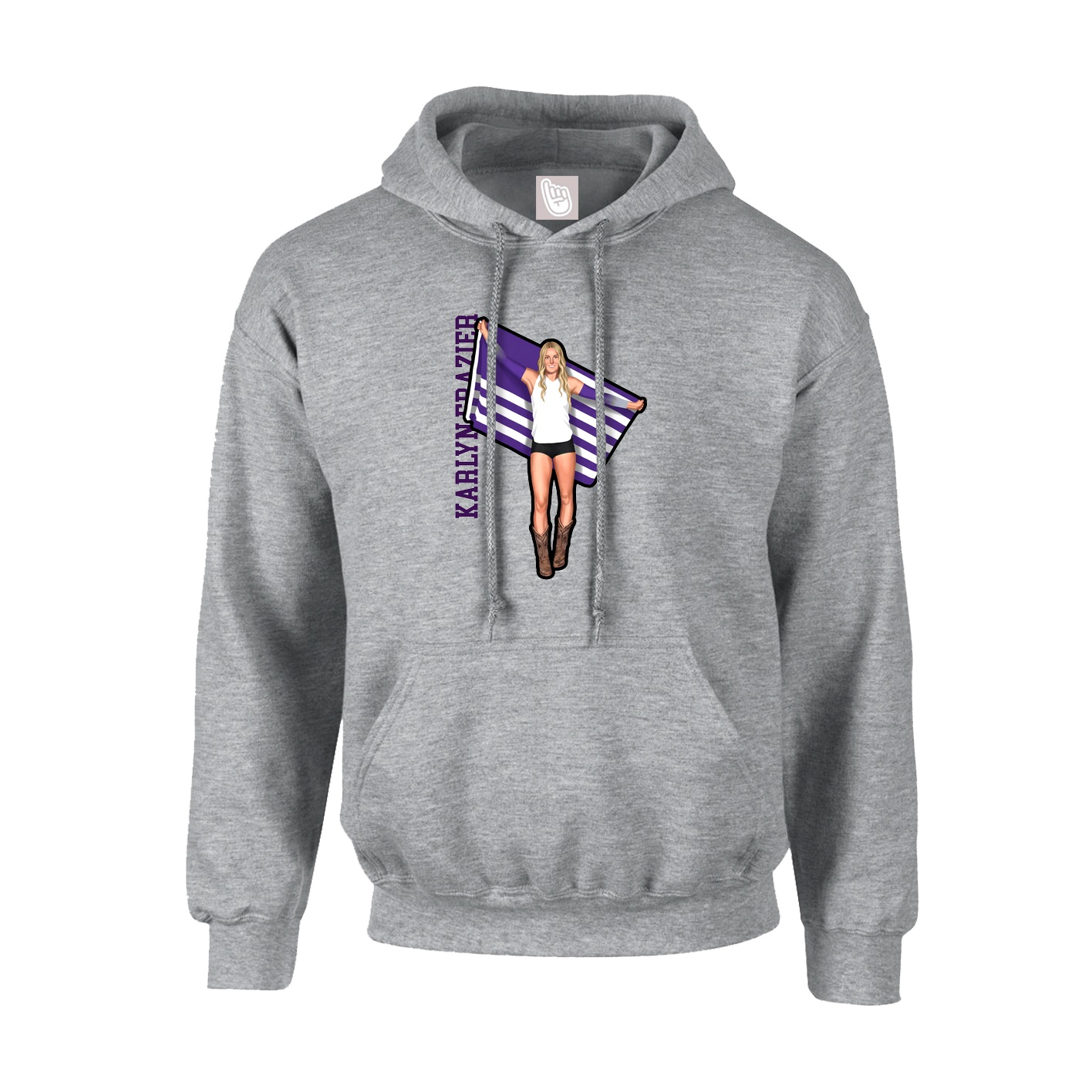 Youth Hoodie — Name Vertical in Grey