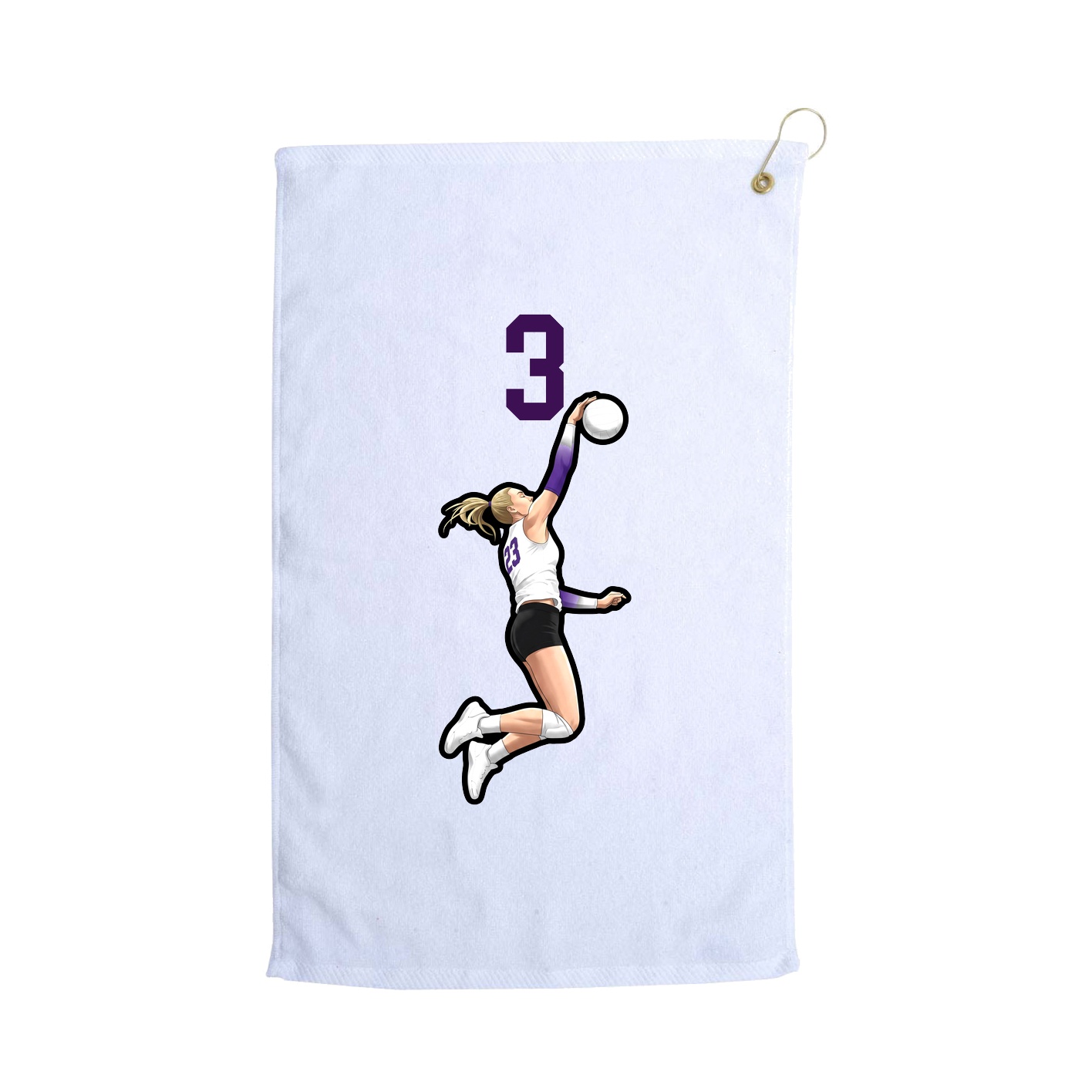 Golf Towel — Number Top in White