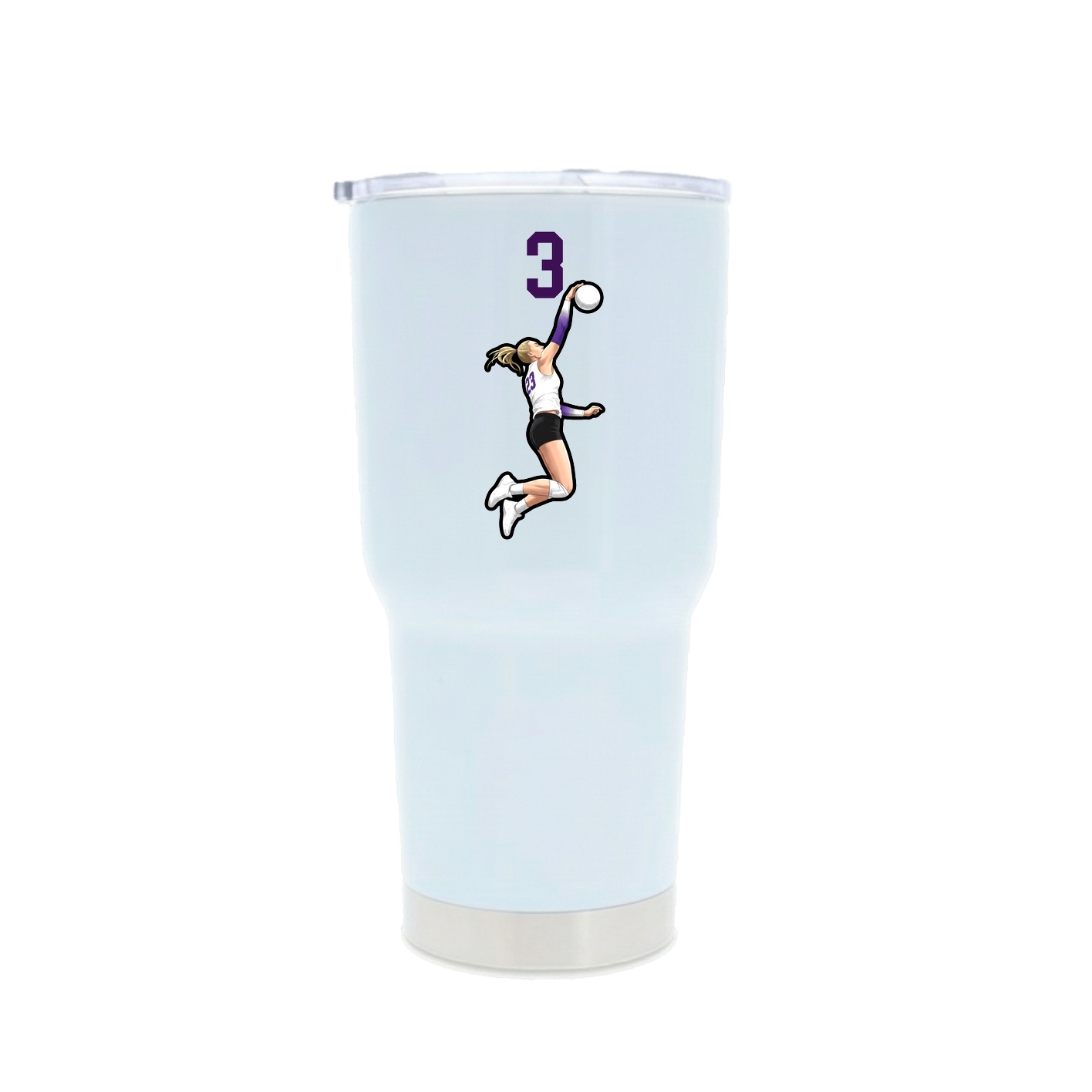 30oz Stainless Steel Tumbler — Number Top in White
