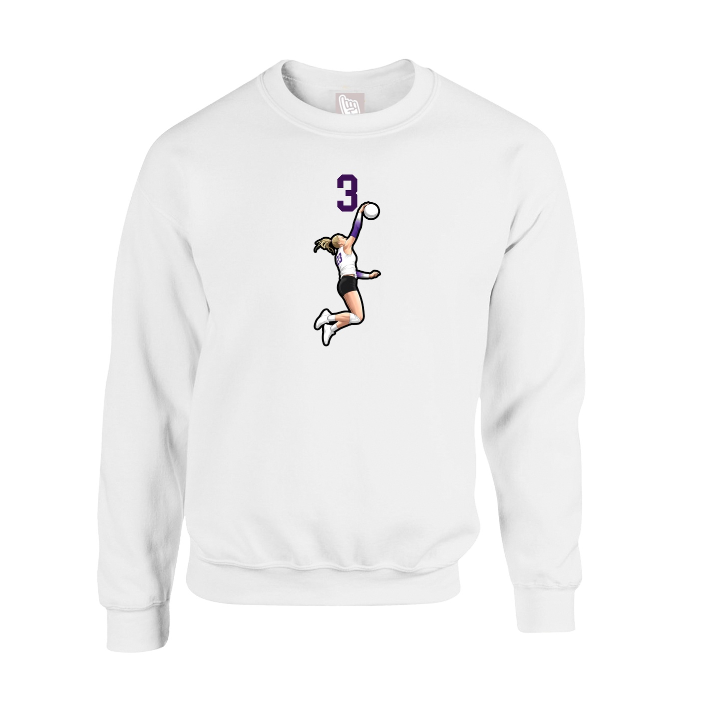 Fleece Crew — Number Top in White
