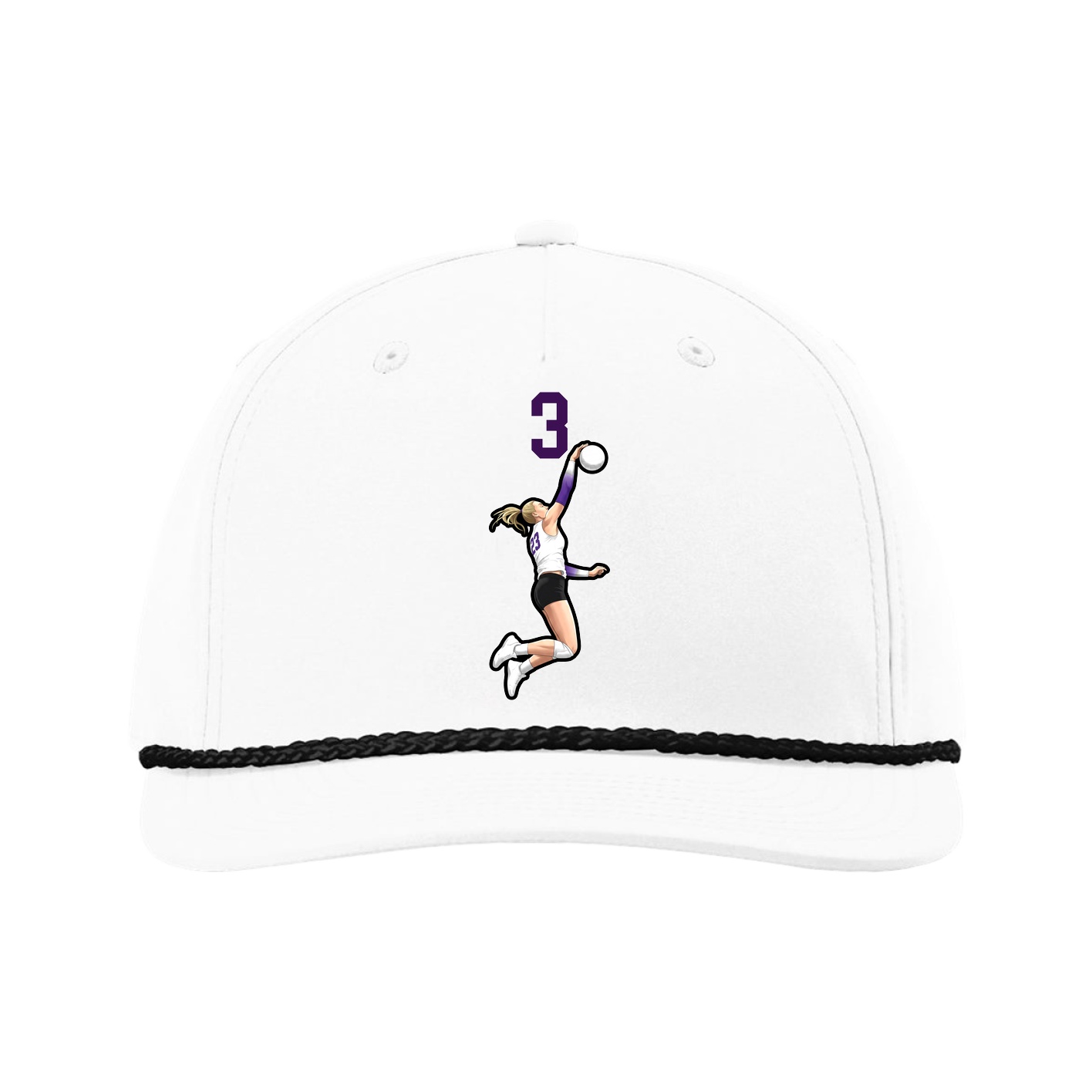 Five-Panel Classic Rope Cap — Number Top in White