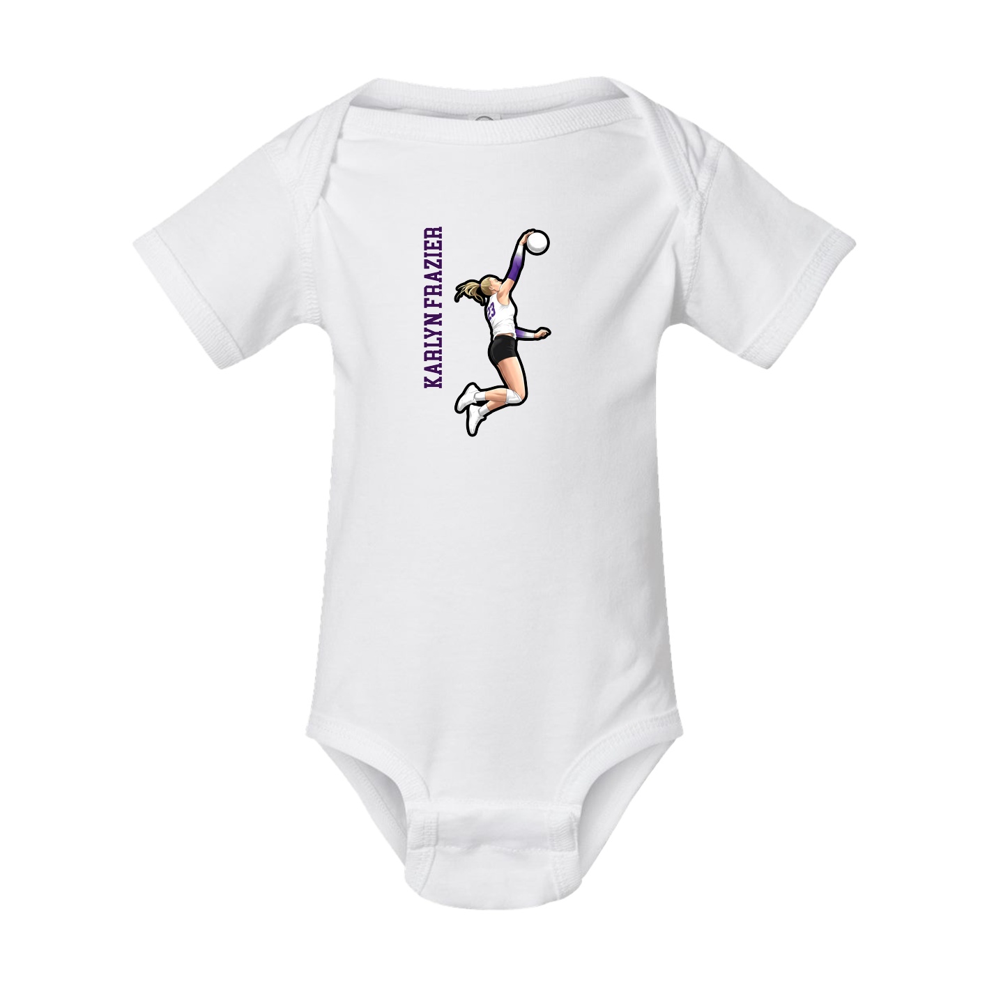Baby Onesie — Name Vertical in White